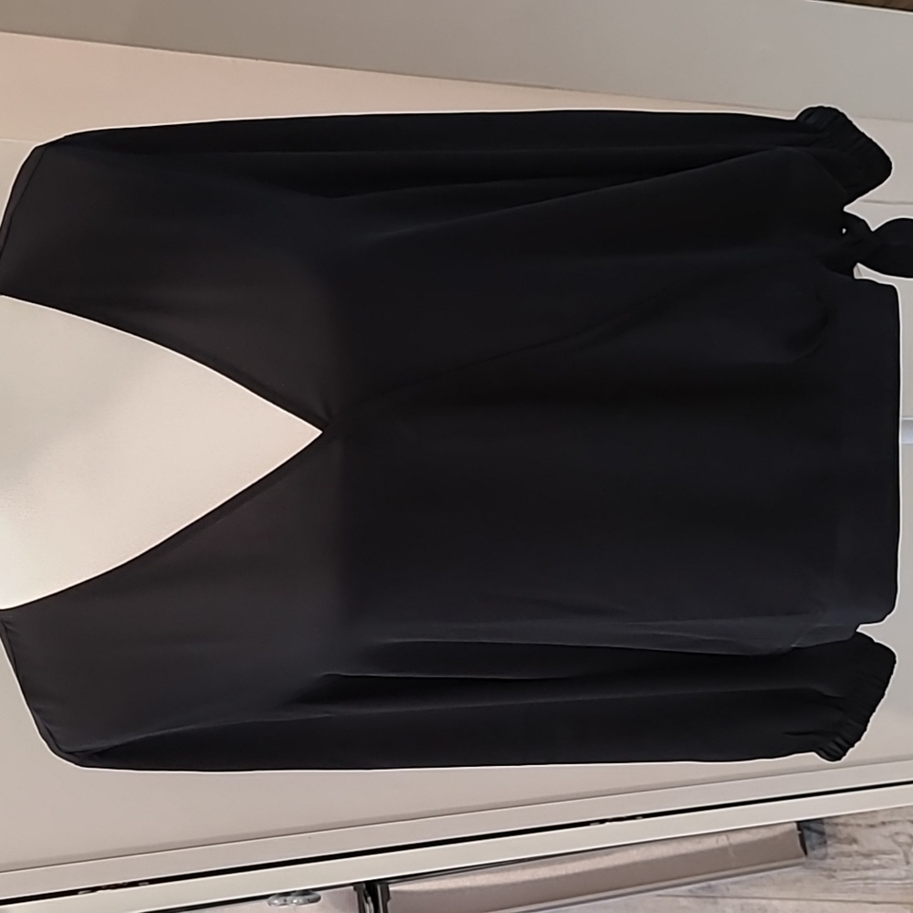 LOFT Black V Neck Blouse with side tie feature